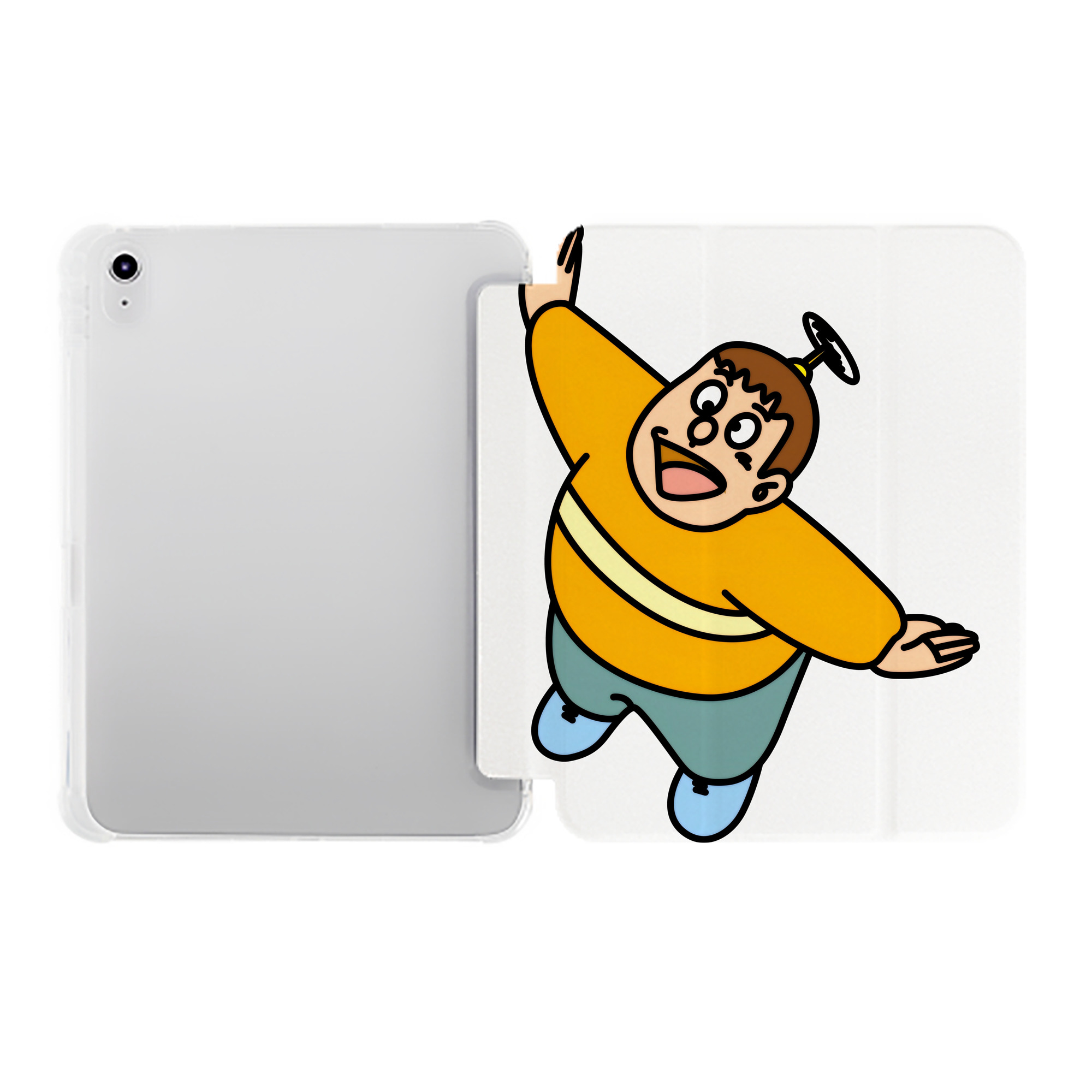 （画像用） ドラえもん 剛田武 Doraemon Gouta Takeshi IPad ケース ペン収納付き 三つ折りスタンド PUレザー×シリコン 対応機種9.5/10.5/10.9インチ